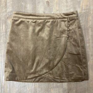 Love Riche Tan Khaki Velvet Fall Mini Skirt Medium